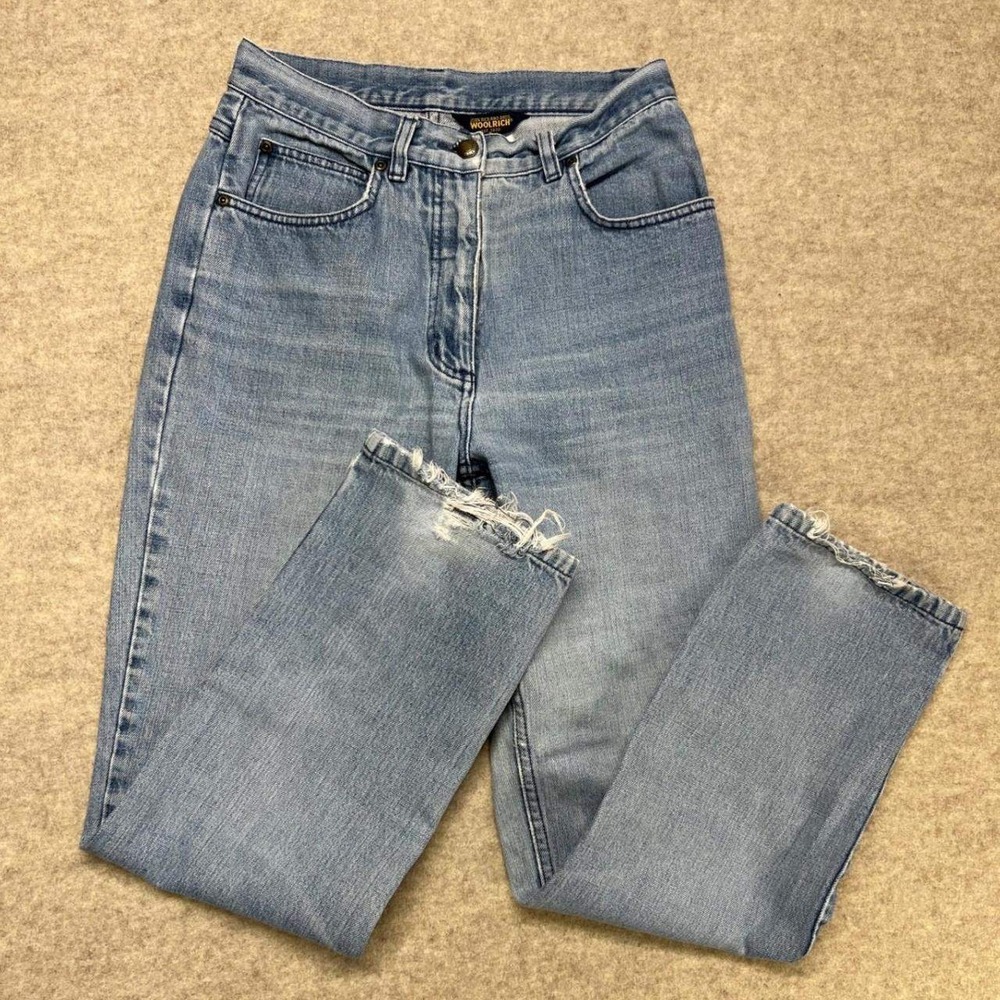 Woolrich Straight‎ Leg Jeans Womens Light Wash Distressed High Rise Denim